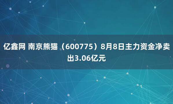 亿鑫网 南京熊猫（600775）8月8日主力资金净卖出3.06亿元